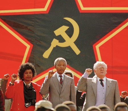 Here is Mandela with one of his Jewish Communist bosses: Slovo.